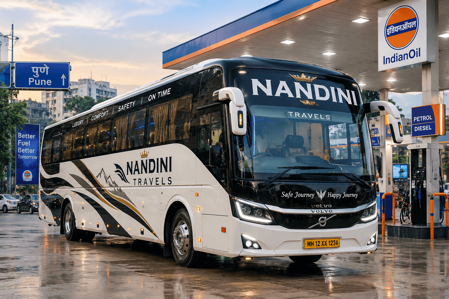 Luxury Nandini Transport coach for premium travel